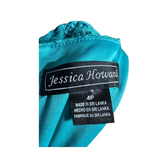 Jessica Howard Lace Short sleeve Tulip Hem Sheath Dress Turquoise Size 4P NWT - Picture 11 of 13